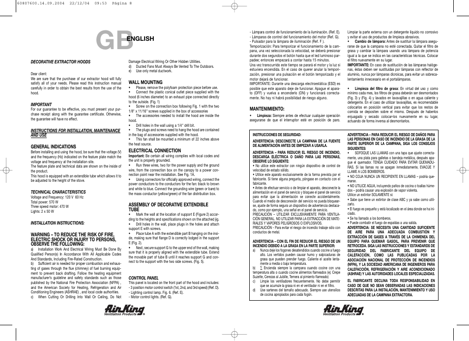 Air King GRAN30SS User Manual | Page 4 / 6