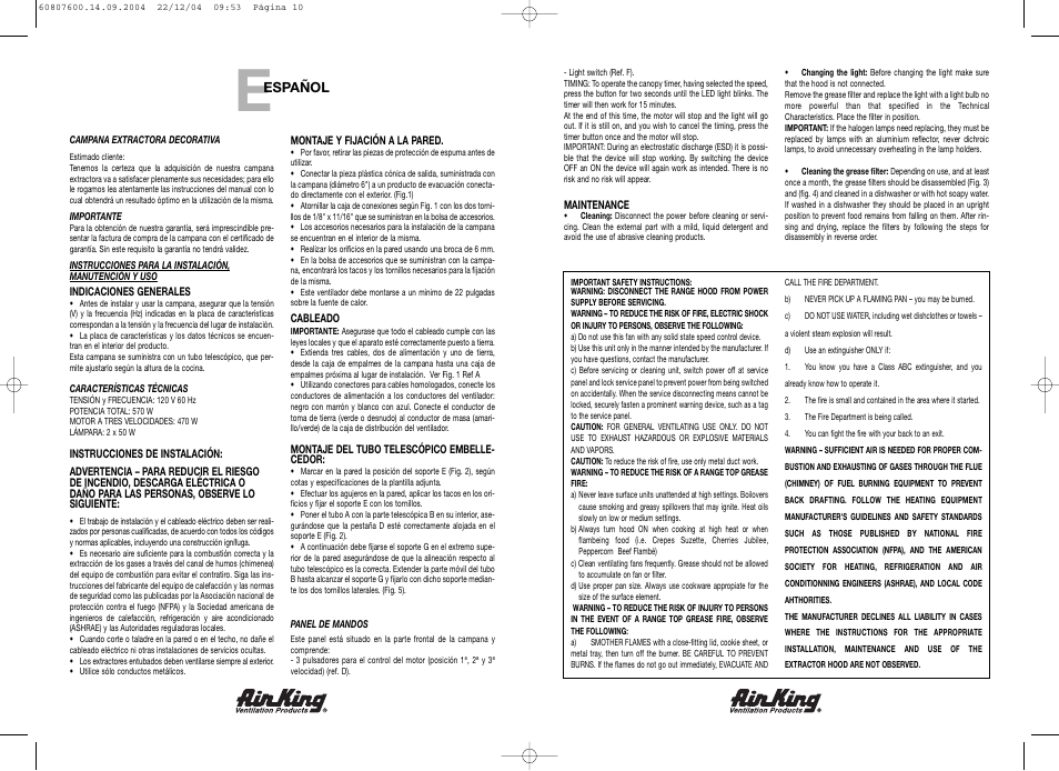 Air King GRAN30SS User Manual | Page 5 / 6