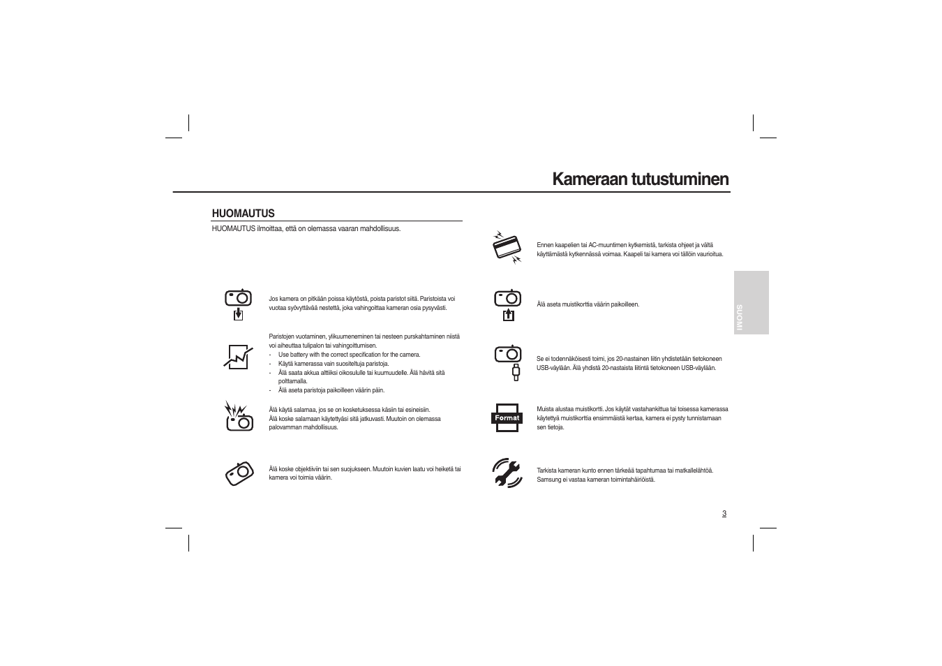 Kameraan tutustuminen | Samsung L210 User Manual | Page 36 / 98