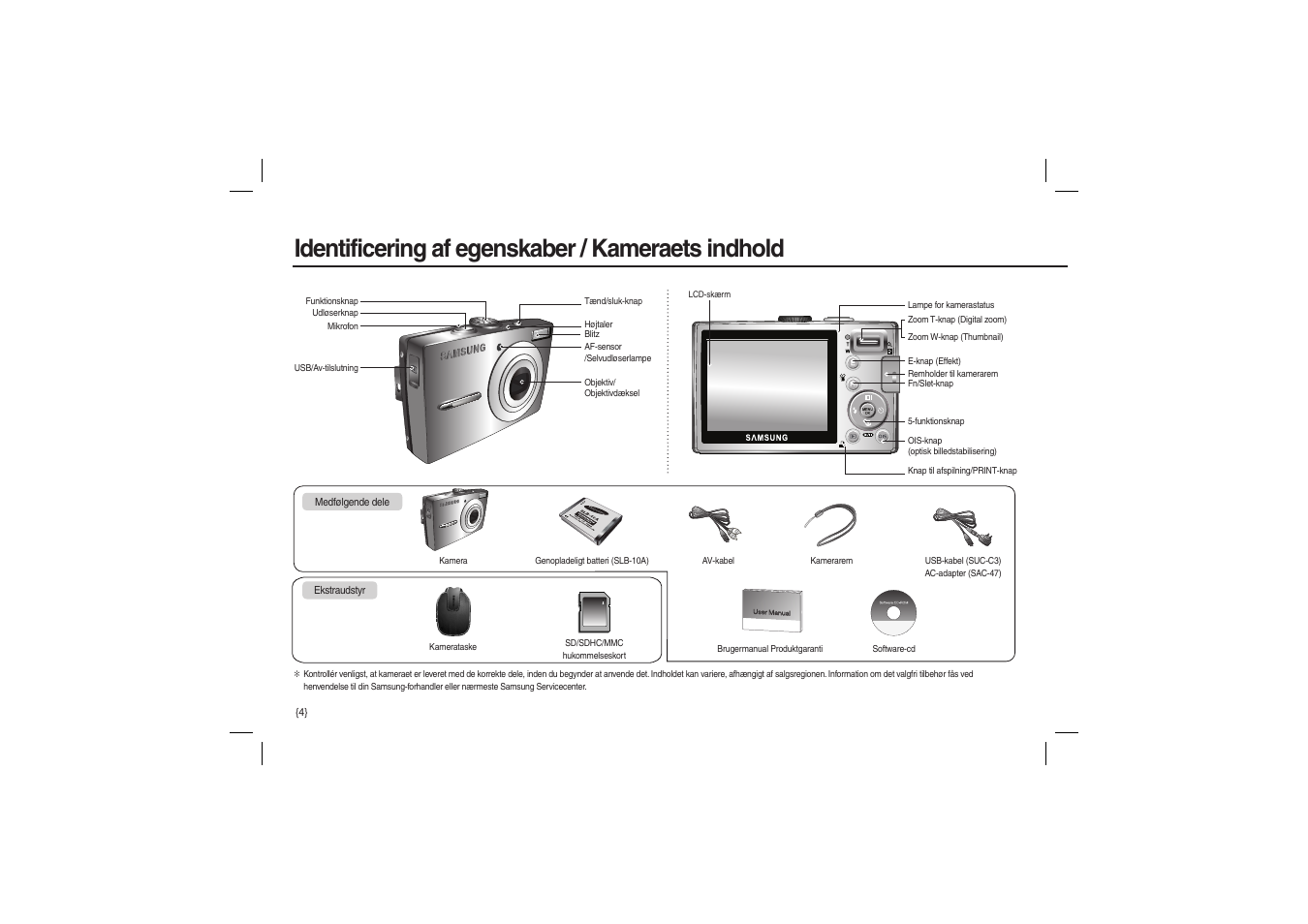 Identificering af egenskaber / kameraets indhold | Samsung L210 User Manual | Page 69 / 98