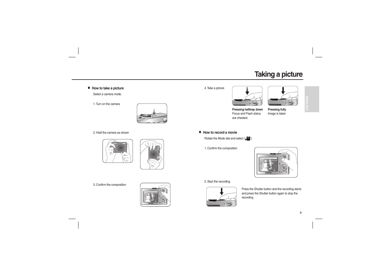 Taking a picture | Samsung M110 User Manual | Page 10 / 98