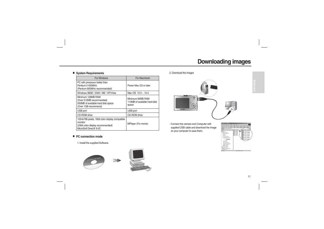 Downloading images | Samsung M110 User Manual | Page 12 / 98