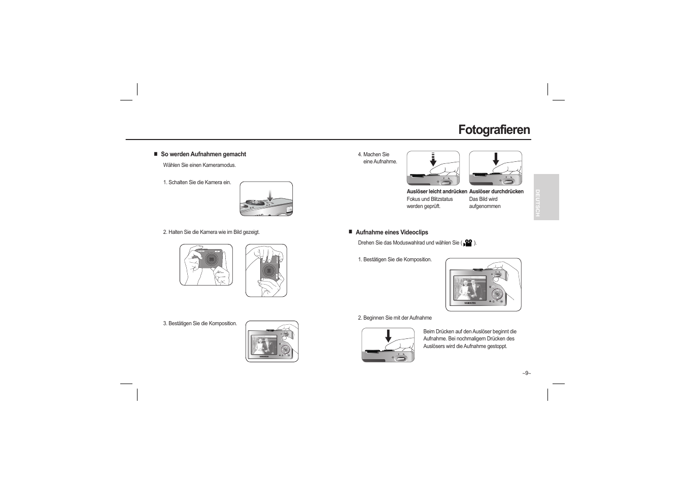 Fotografieren | Samsung M110 User Manual | Page 26 / 98