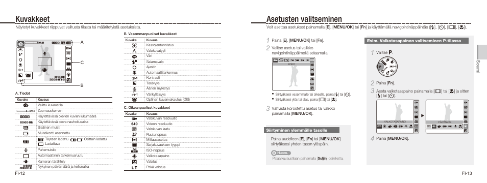 Kuvakkeet asetusten valitseminen | Samsung NV9 User Manual | Page 25 / 82