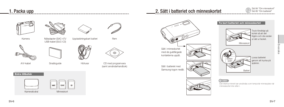 Packa upp 2. sätt i batteriet och minneskortet | Samsung NV9 User Manual | Page 31 / 82