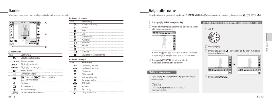 Ikoner välja alternativ | Samsung NV9 User Manual | Page 34 / 82