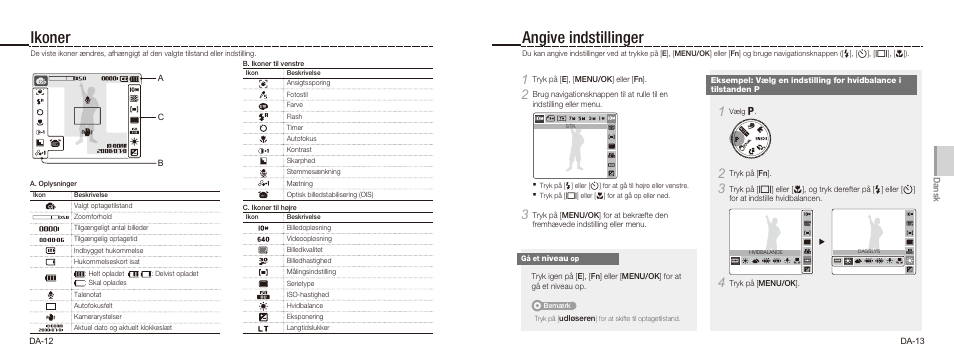 Ikoner angive indstillinger | Samsung NV9 User Manual | Page 43 / 82