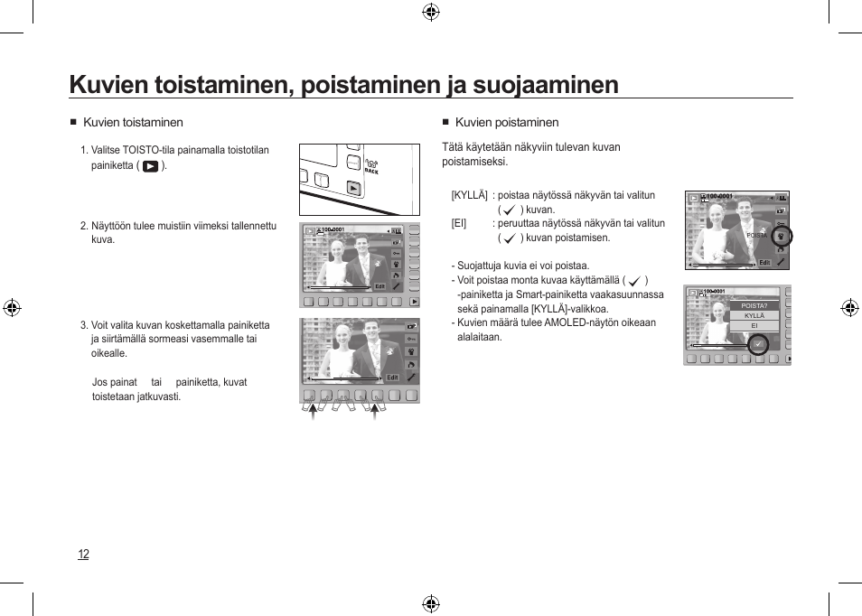 Kuvien toistaminen, poistaminen ja suojaaminen | Samsung NV24 HD User Manual | Page 54 / 124