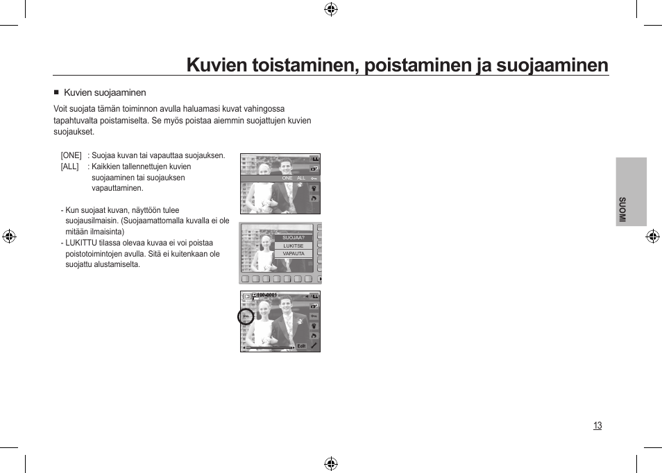 Kuvien toistaminen, poistaminen ja suojaaminen | Samsung NV24 HD User Manual | Page 55 / 124