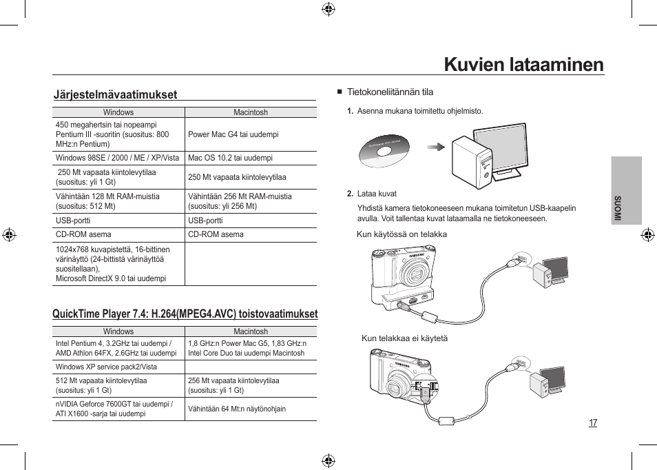 Kuvien lataaminen, Järjestelmävaatimukset | Samsung NV24 HD User Manual | Page 59 / 124