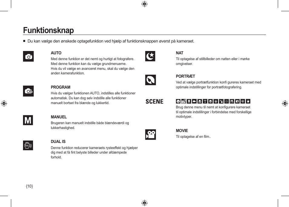 Funktionsknap | Samsung NV24 HD User Manual | Page 92 / 124