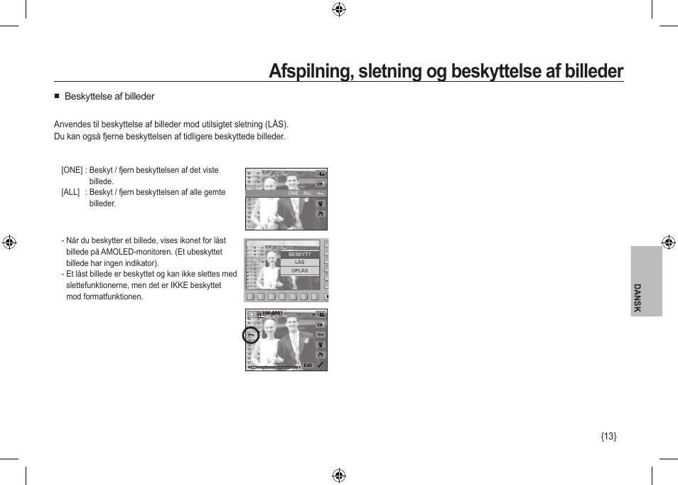 Afspilning, sletning og beskyttelse af billeder | Samsung NV24 HD User Manual | Page 95 / 124