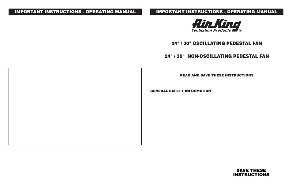 Air King 9125 User Manual | 2 pages