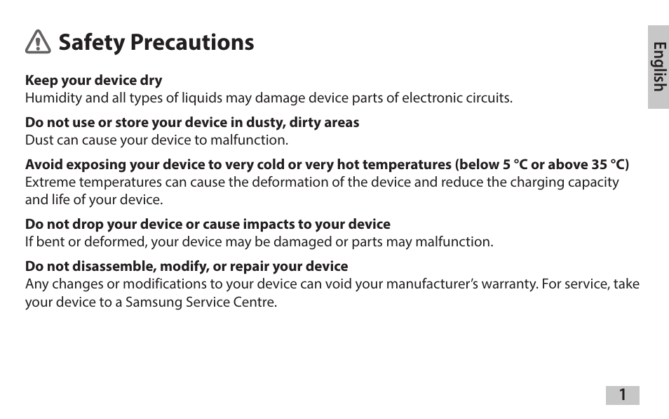 English, Safety precautions | Samsung EAD-T10 User Manual | Page 3 / 82