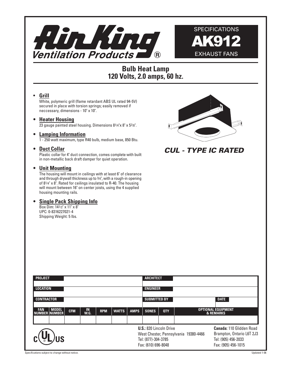 Air King Ak912 User Manual | 1 page