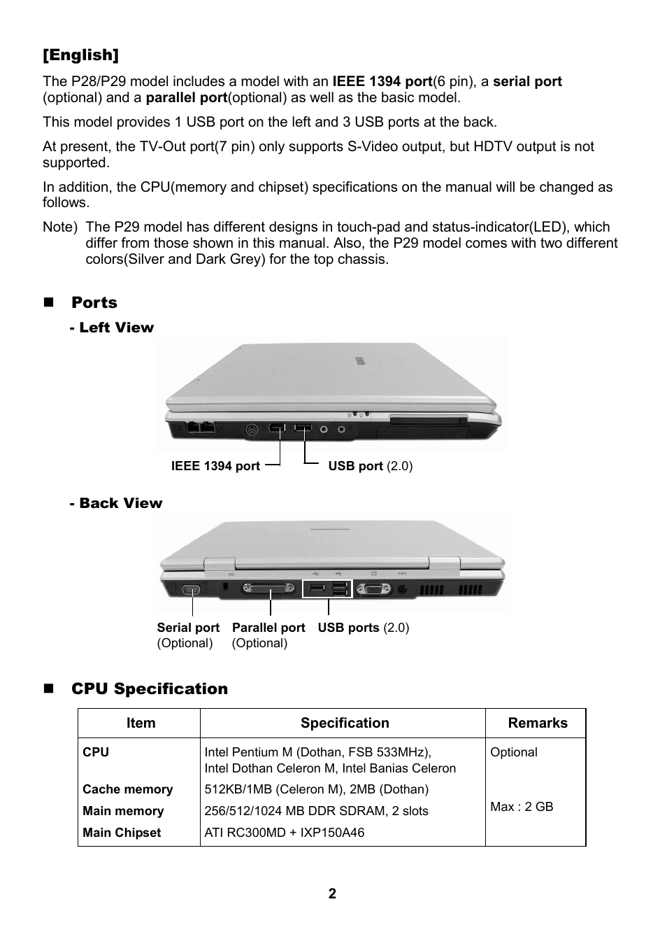 Samsung NP-P29 User Manual | Page 2 / 12