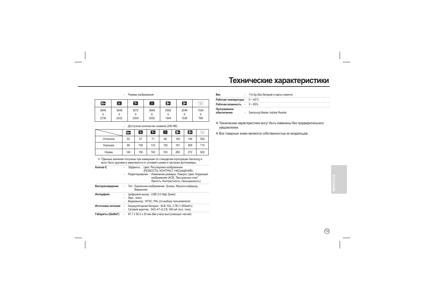 Технические характеристики | Samsung L200 User Manual | Page 94 / 98