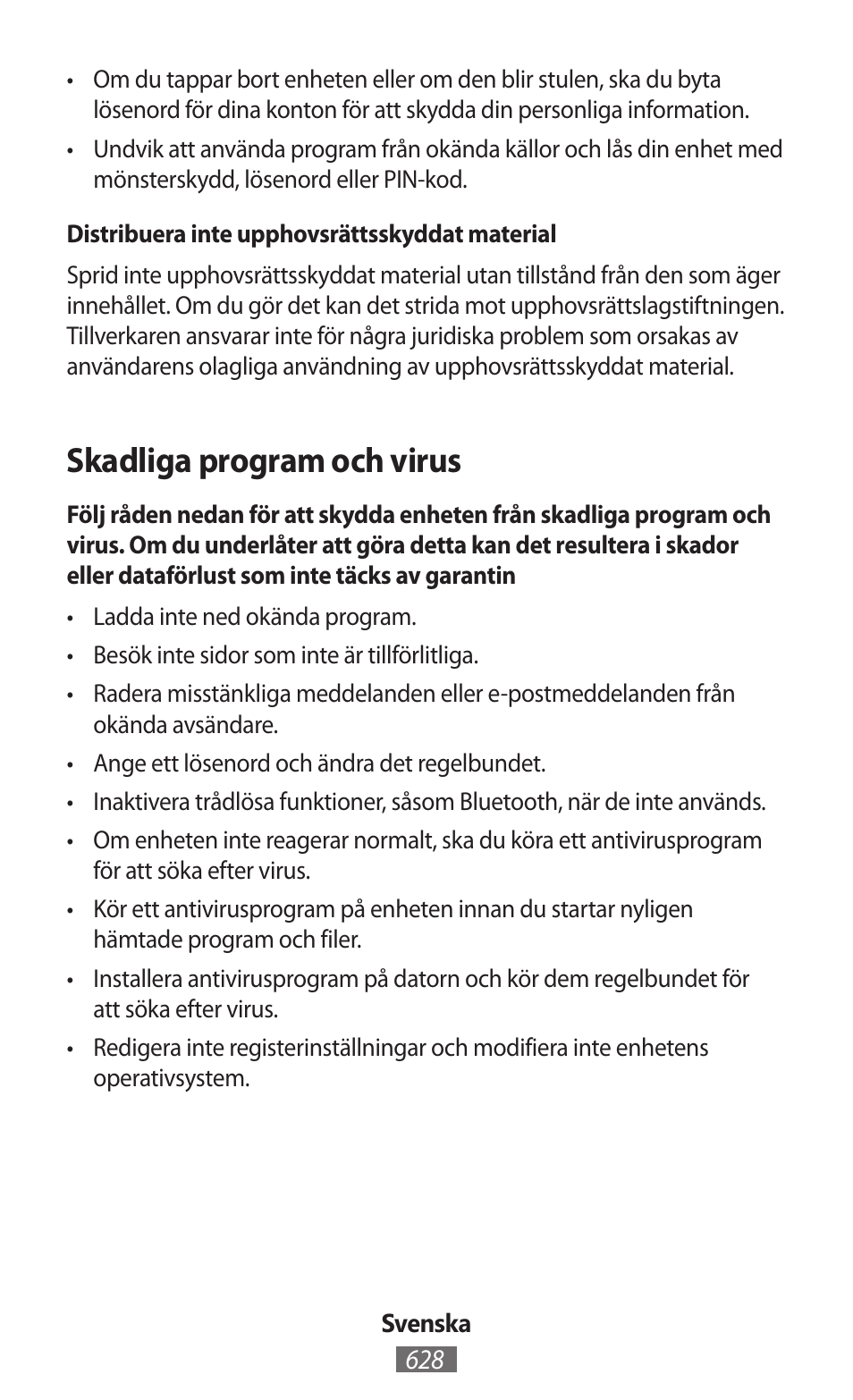 Skadliga program och virus | Samsung GT-I9300I User Manual | Page 629 / 748