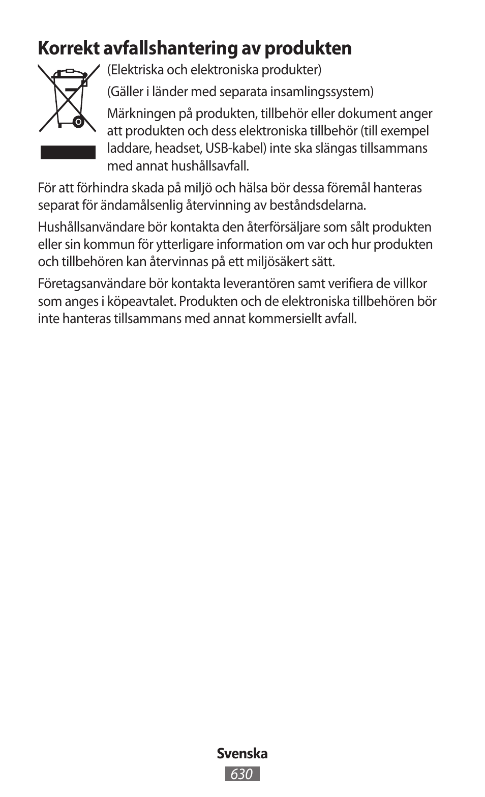 Korrekt avfallshantering av produkten | Samsung GT-I9300I User Manual | Page 631 / 748