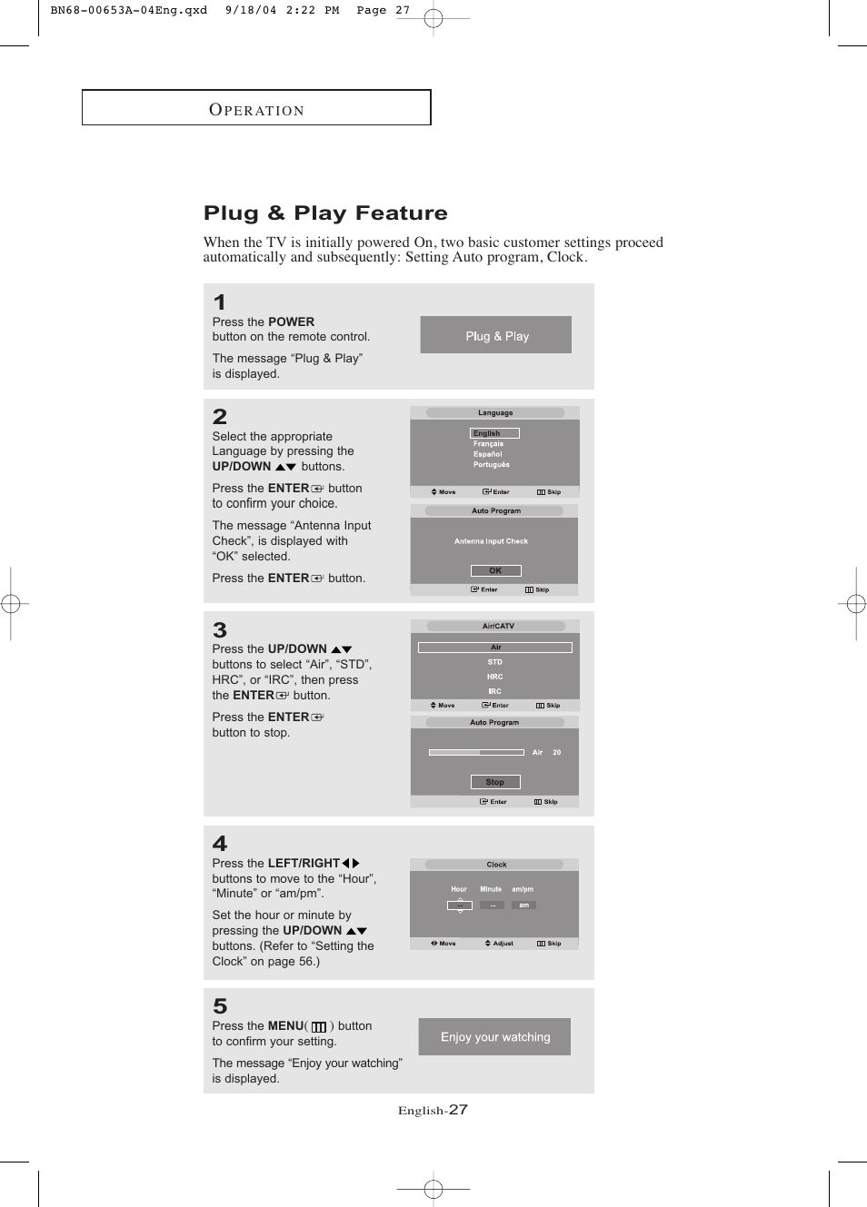 Plug & play feature | Samsung LTP326WX-XAA User Manual | Page 32 / 91