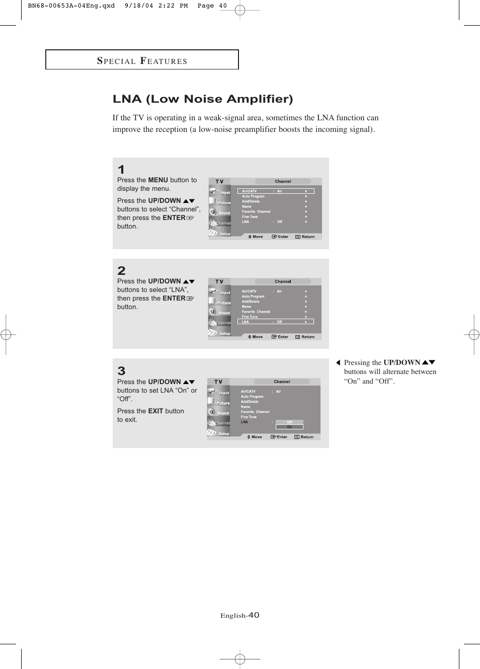 Lna (low noise amplifier) | Samsung LTP326WX-XAA User Manual | Page 45 / 91