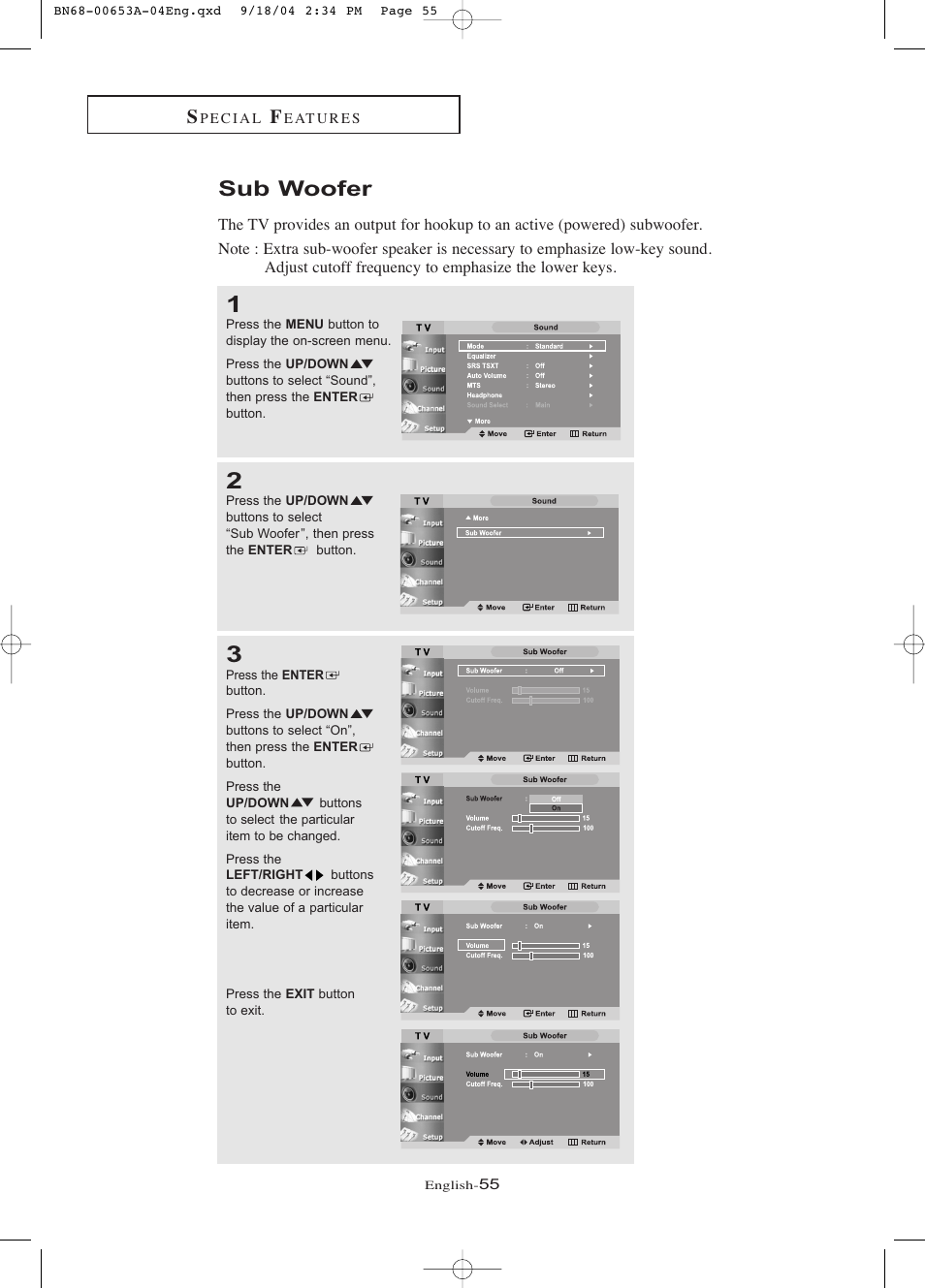 Sub woofer | Samsung LTP326WX-XAA User Manual | Page 60 / 91