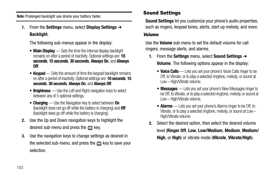 Sound settings, Volume | Samsung SECR450ZRAMTR User Manual | Page 106 / 150