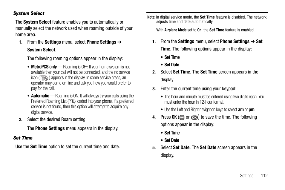 System select, Set time | Samsung SECR450ZRAMTR User Manual | Page 115 / 150