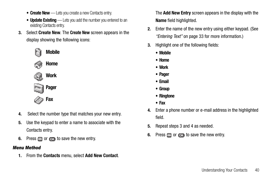 Menu method | Samsung SECR450ZRAMTR User Manual | Page 43 / 150