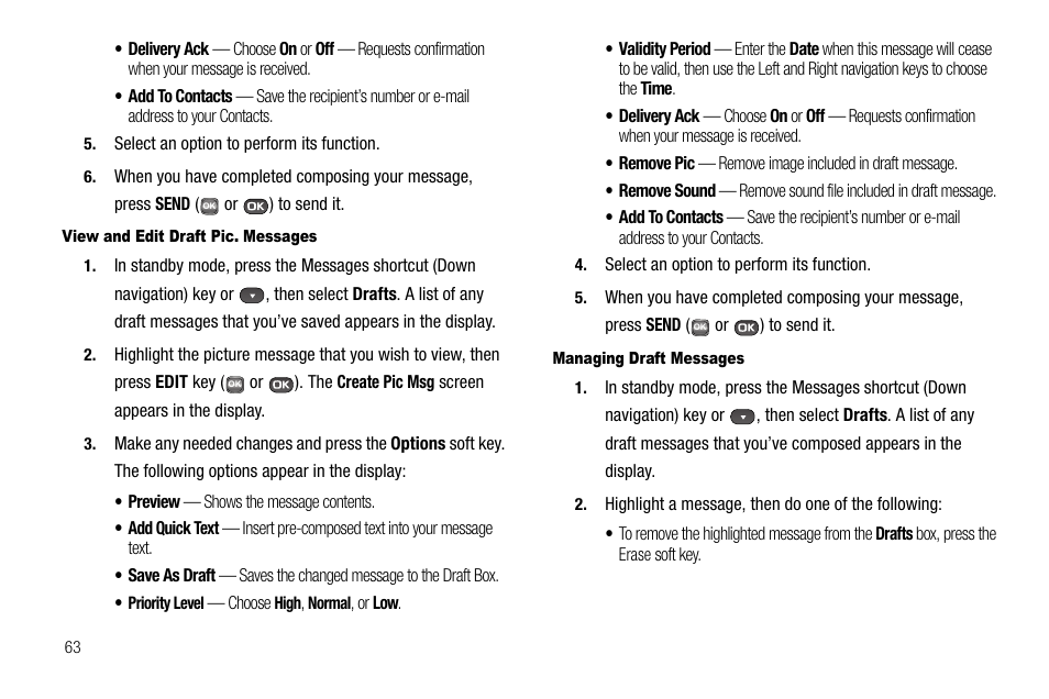 View and edit draft pic. messages, Managing draft messages | Samsung SECR450ZRAMTR User Manual | Page 66 / 150