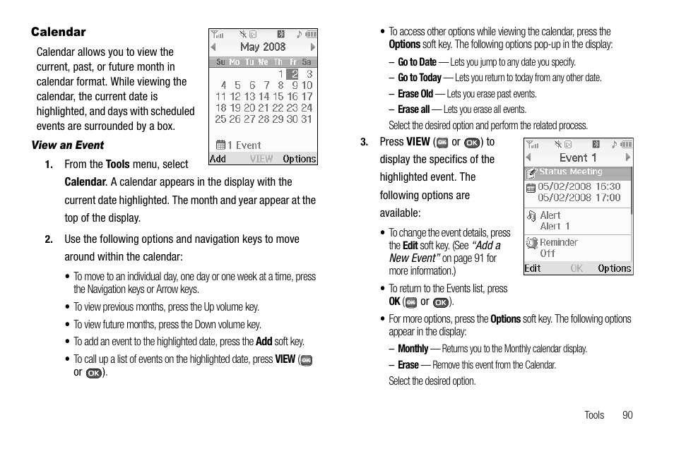 Calendar, View an event | Samsung SECR450ZRAMTR User Manual | Page 93 / 150