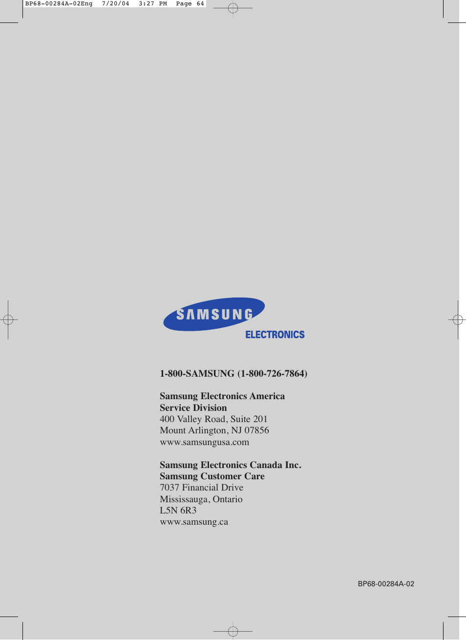 Samsung HCP5241W3S-XAA User Manual | Page 65 / 65