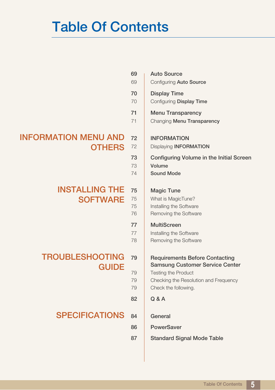 Samsung LS27B550VSY-ZA User Manual | Page 5 / 102