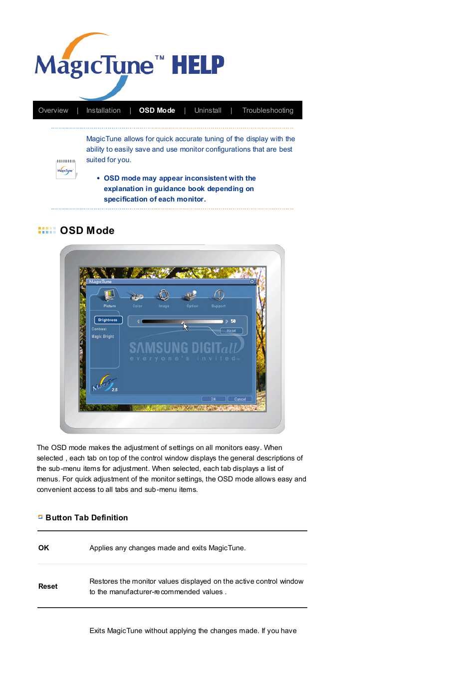 Osd mode | Samsung LB17KUBLK User Manual | Page 58 / 103