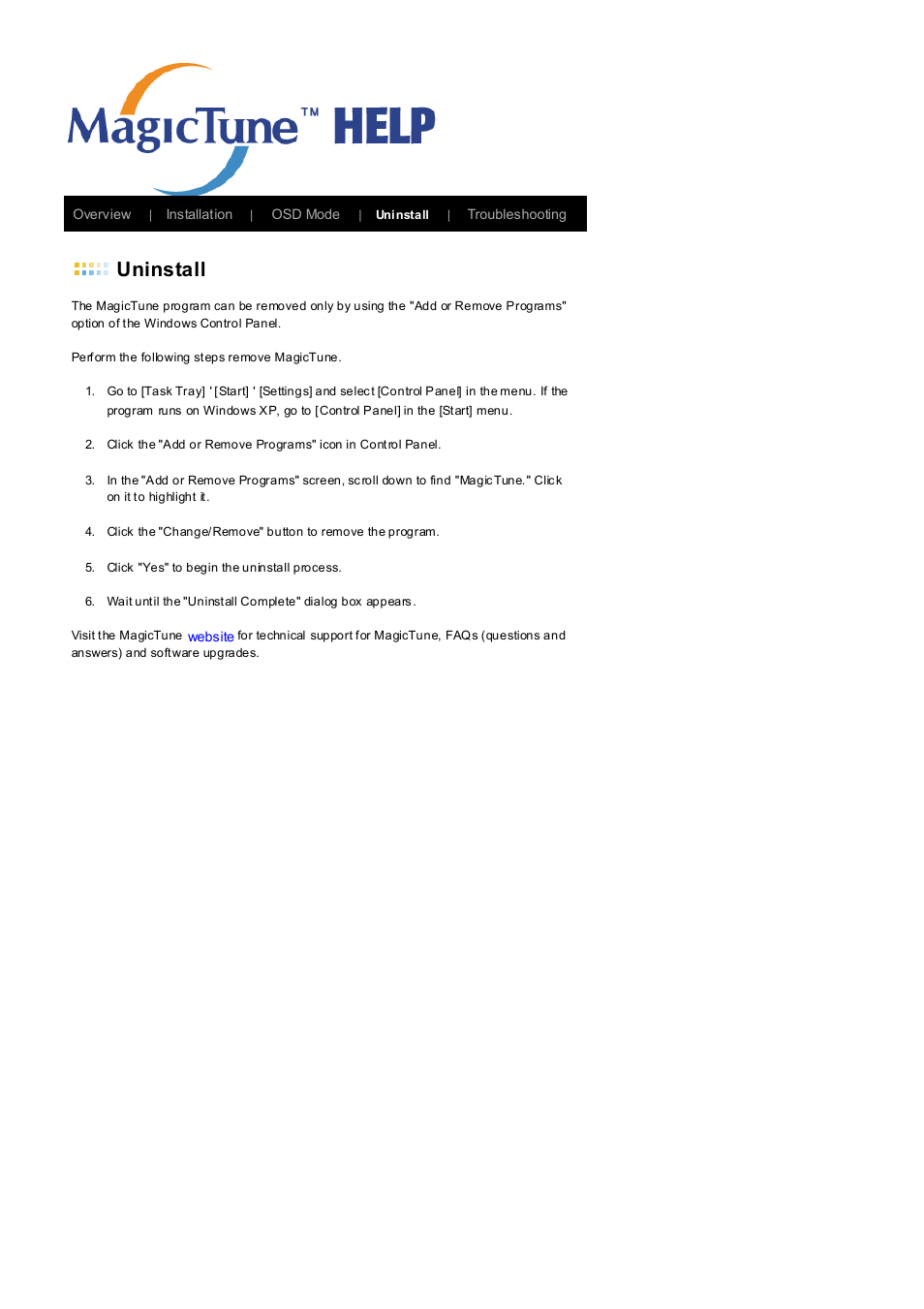 Uninstall | Samsung LB17KUBLK User Manual | Page 64 / 103