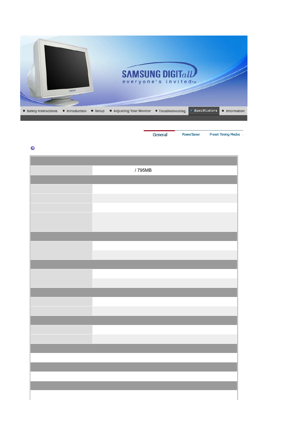 General(syncmaster 795df,795mb) | Samsung LB17KUBLK User Manual | Page 91 / 103