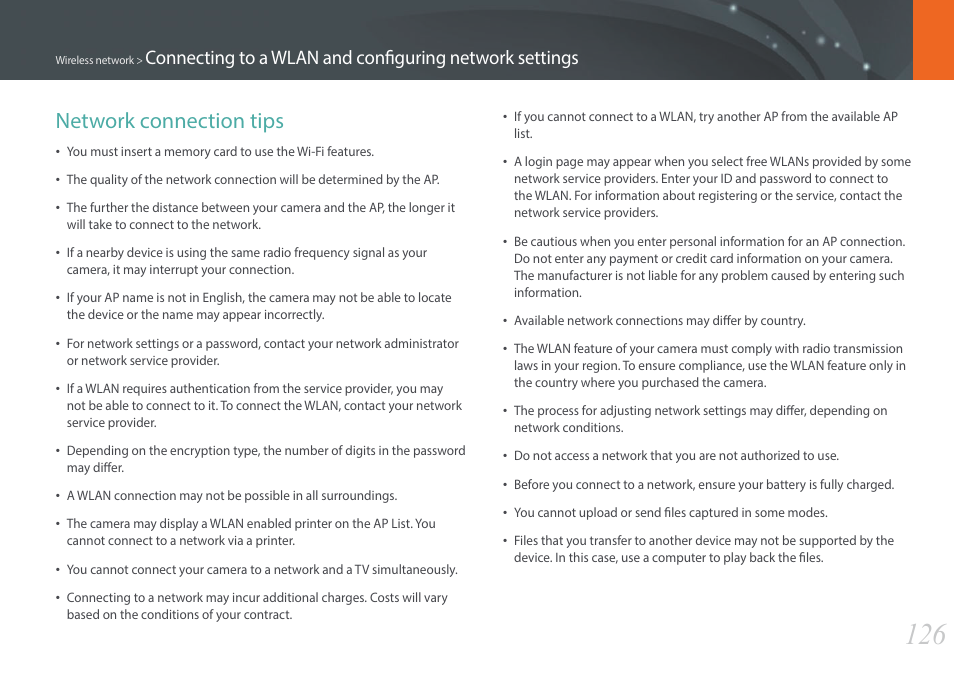 Network connection tips | Samsung EV-NX300ZBAVUS User Manual | Page 127 / 203