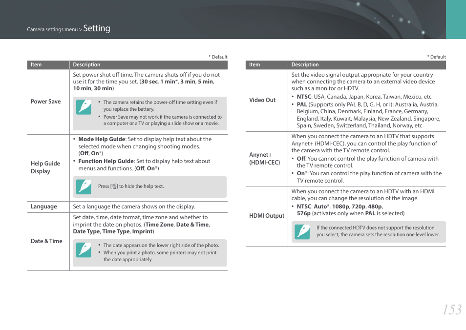 Setting | Samsung EV-NX300ZBAVUS User Manual | Page 154 / 203