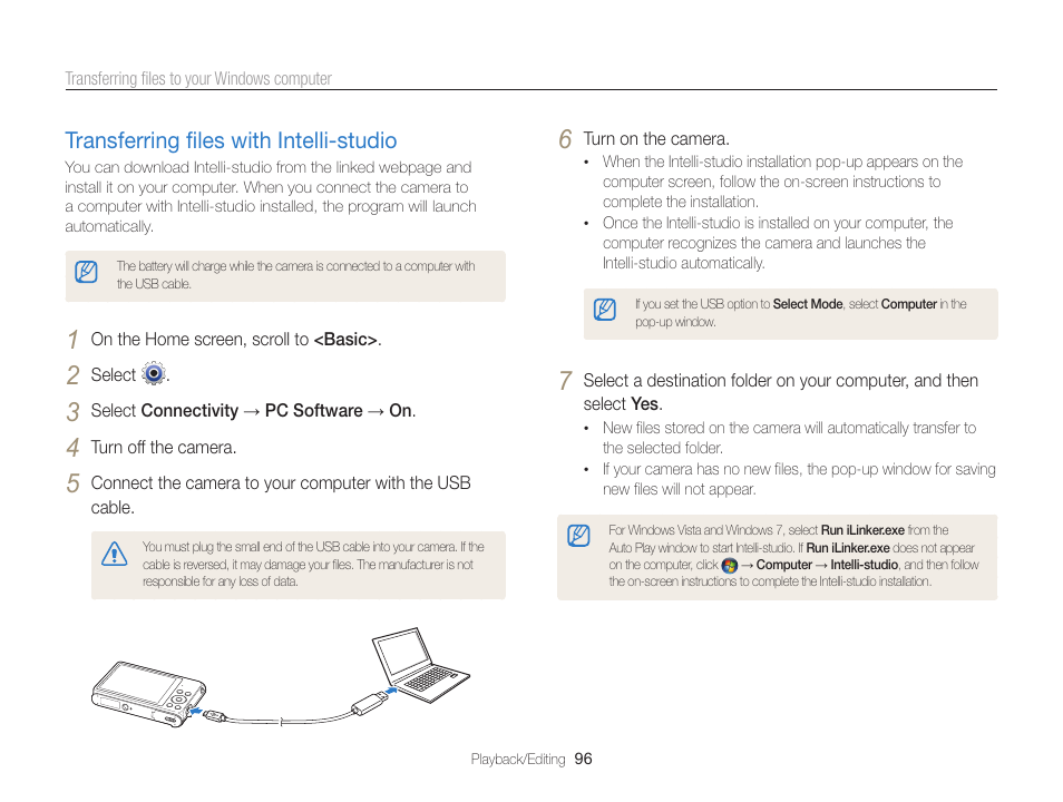 Transferring files with intelli-studio, Transferring files with intelli-studio ………… 96 | Samsung EC-ST200FBPBCA User Manual | Page 97 / 163