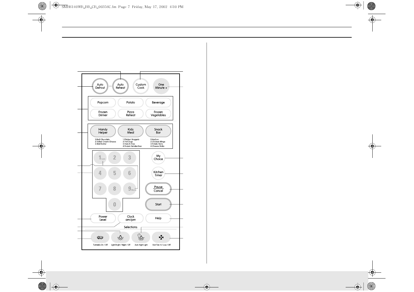 Your new microwave oven control panel buttons | Samsung SMH6140WB-XAA User Manual | Page 7 / 32