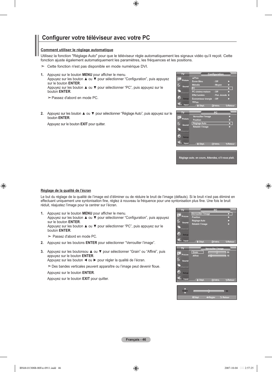 Configurer votre téléviseur avec votre pc | Samsung LNT7081FX-XAA User Manual | Page 136 / 266