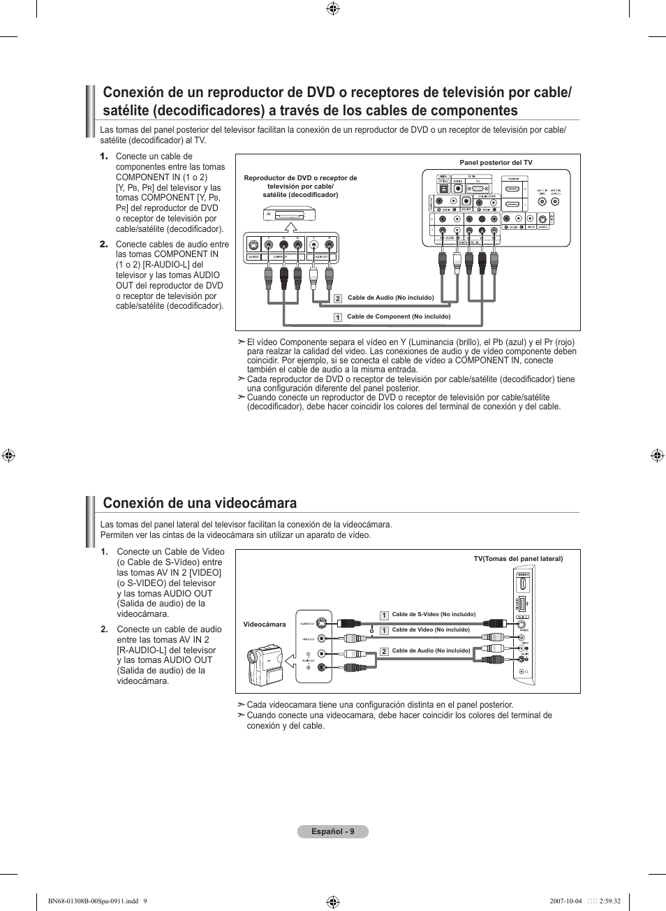 Conexión de una videocámara | Samsung LNT7081FX-XAA User Manual | Page 187 / 266