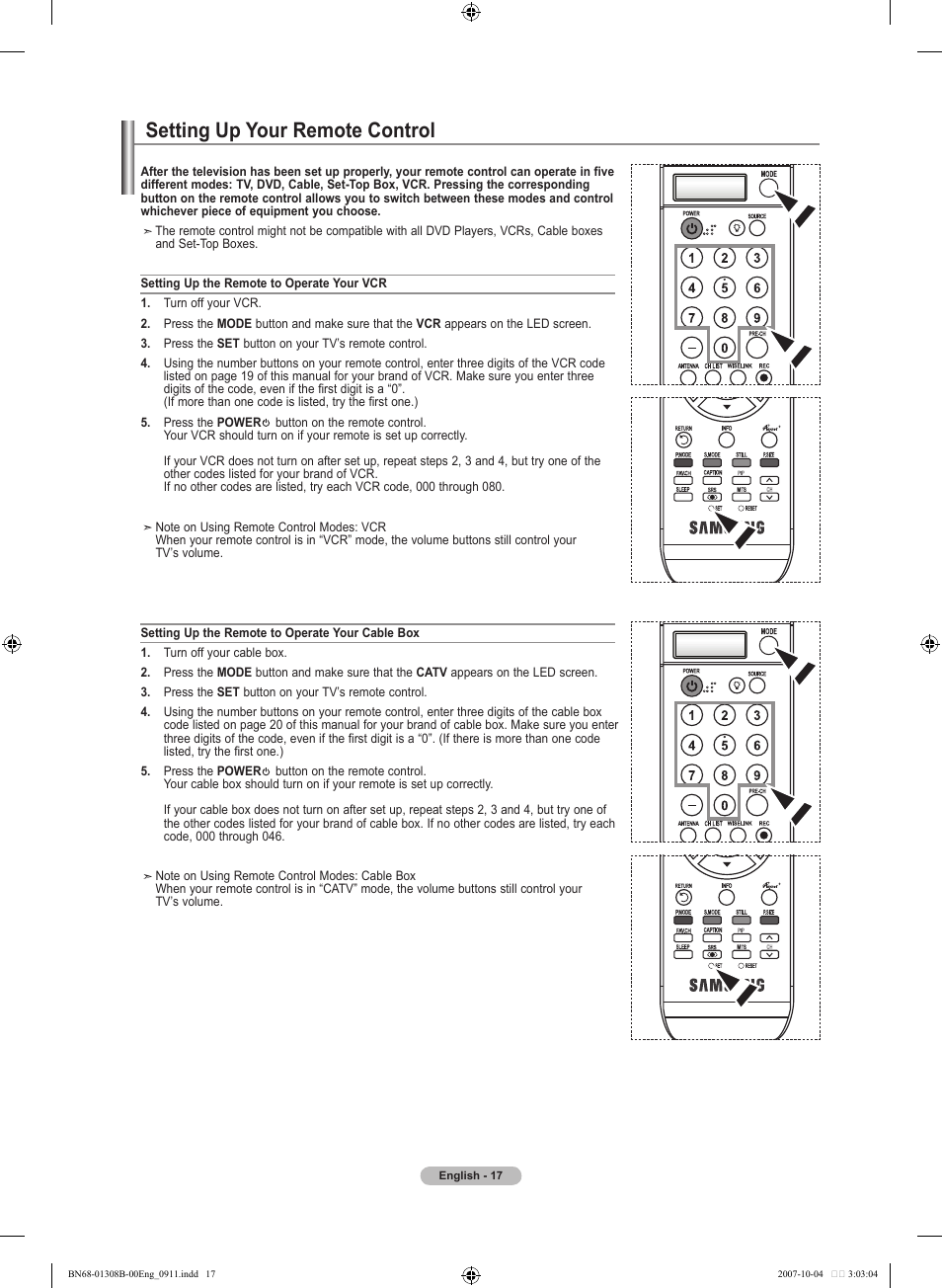 Setting up your remote control, Memorizing the channels | Samsung LNT7081FX-XAA User Manual | Page 19 / 266