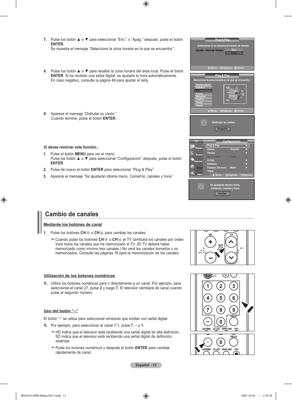 Cambio de canales | Samsung LNT7081FX-XAA User Manual | Page 191 / 266