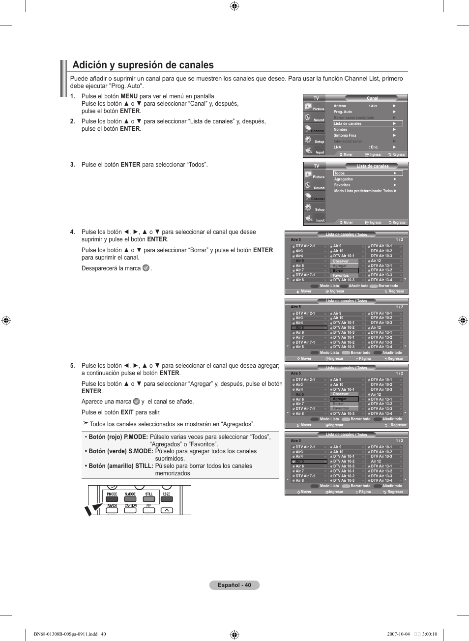 Adición y supresión de canales | Samsung LNT7081FX-XAA User Manual | Page 218 / 266