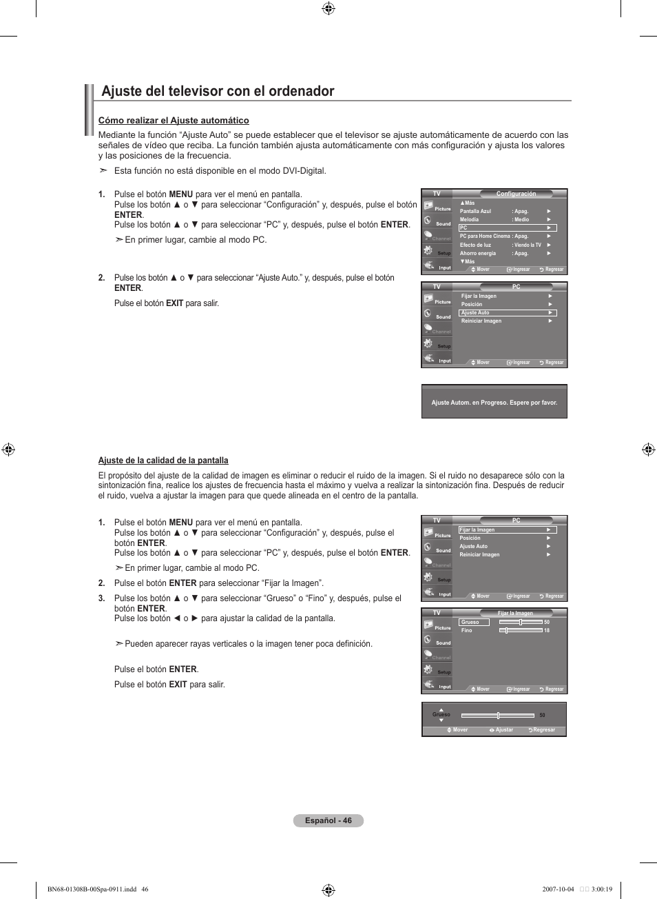 Ajuste del televisor con el ordenador | Samsung LNT7081FX-XAA User Manual | Page 224 / 266