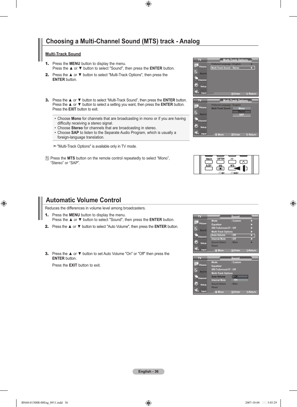 Automatic volume control, Setting the trusurround xt | Samsung LNT7081FX-XAA User Manual | Page 38 / 266