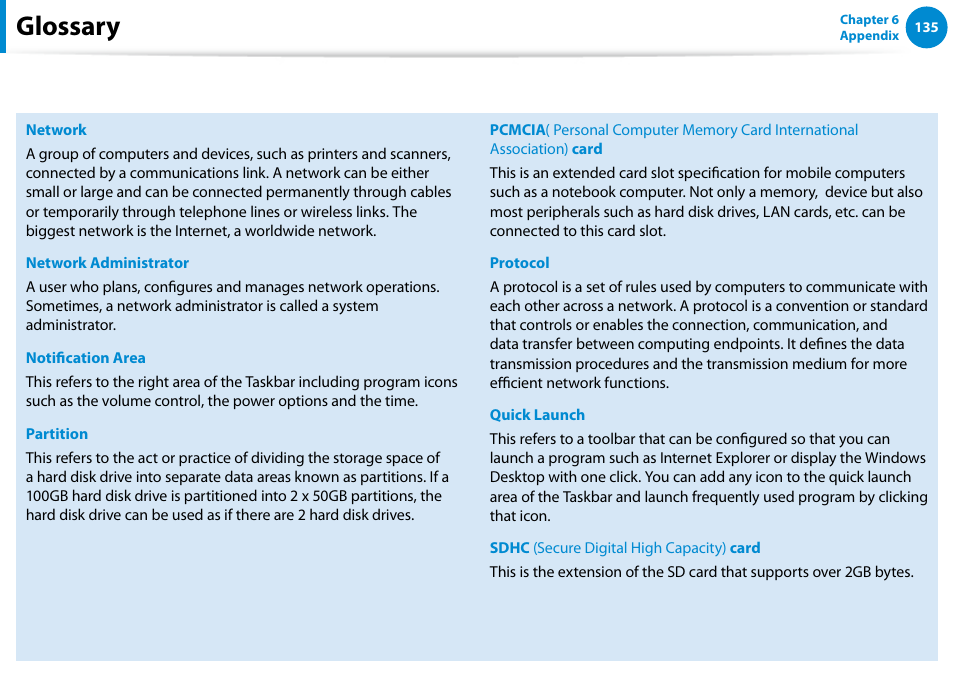 Glossary | Samsung NP900X4D-A04US User Manual | Page 136 / 138