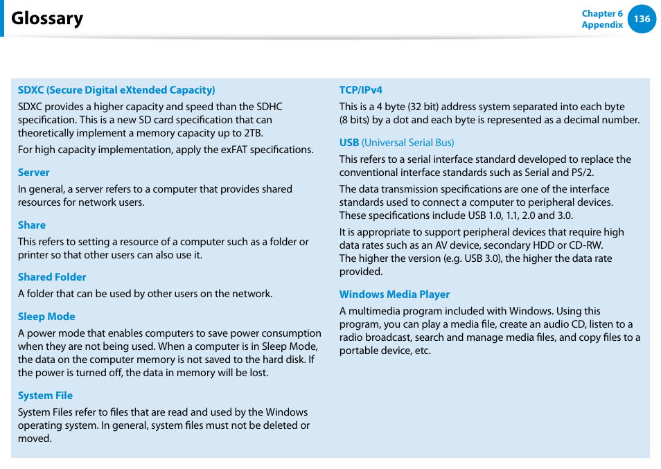Glossary | Samsung NP900X4D-A04US User Manual | Page 137 / 138