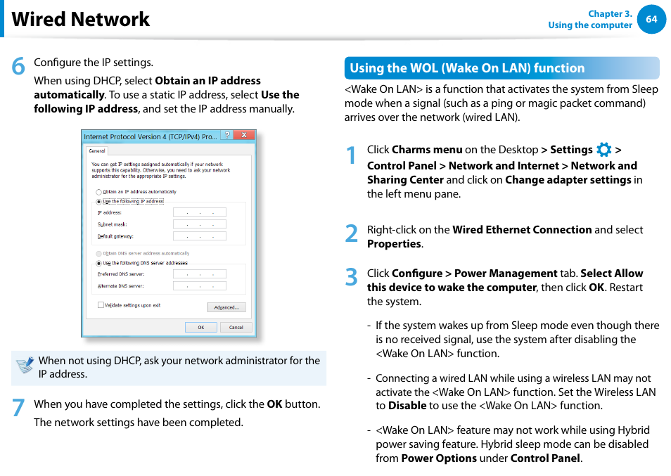 Wired network | Samsung NP900X4D-A04US User Manual | Page 65 / 138